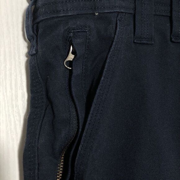 Duluth Trading Pants Mens 44 W 34 Blue Flex Fire Hose Foreman Canvas Workwear - Picture 3 of 14